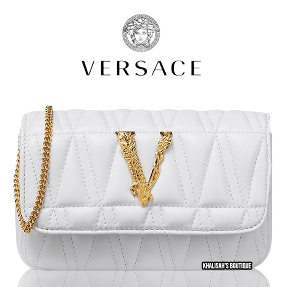 NWT Authentic VERSACE Virtus Quilted Medallion Shoulder Bag White BRAND NEW!!! - Picture 10 of 17